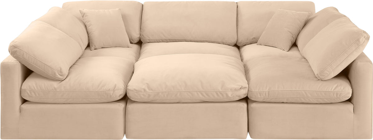 Indulge - Velvet 6 Piece Modular Sectional