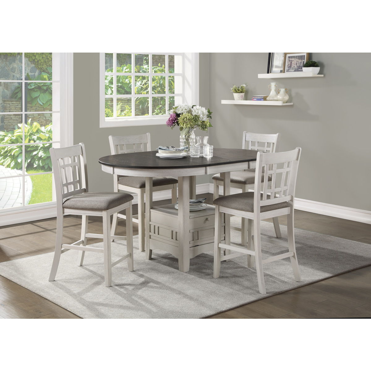Junipero - Round / Oval Counter Height Table With Storage Base