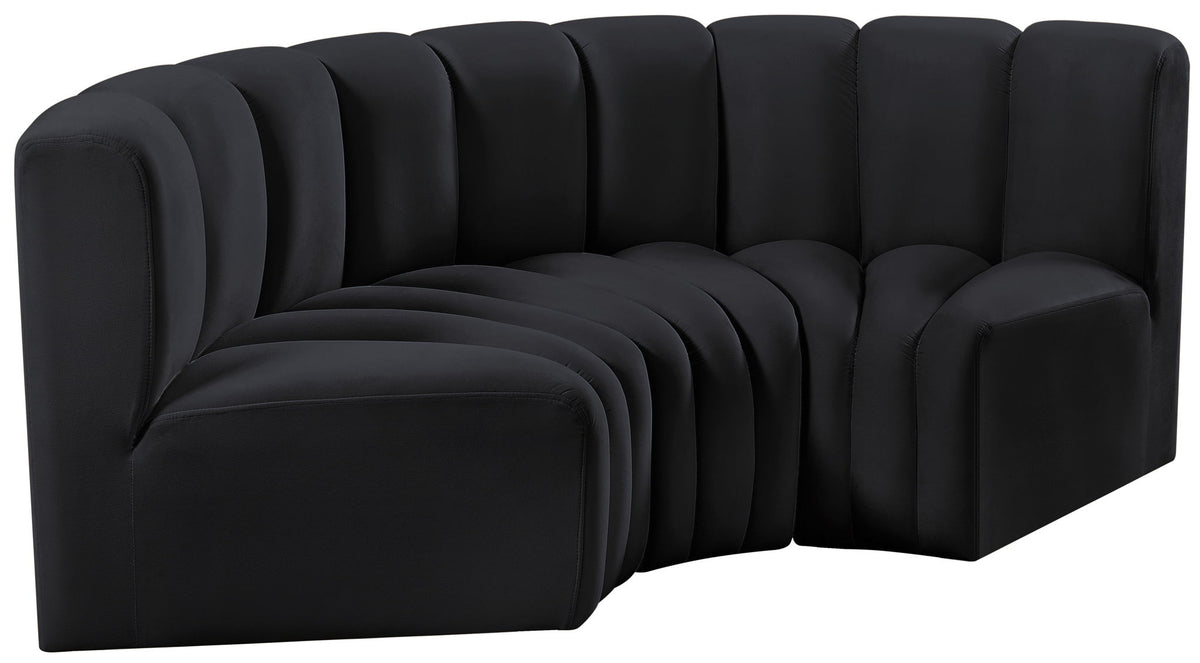 Arc - Velvet 3 Piece Modular U-Shaped Sofa