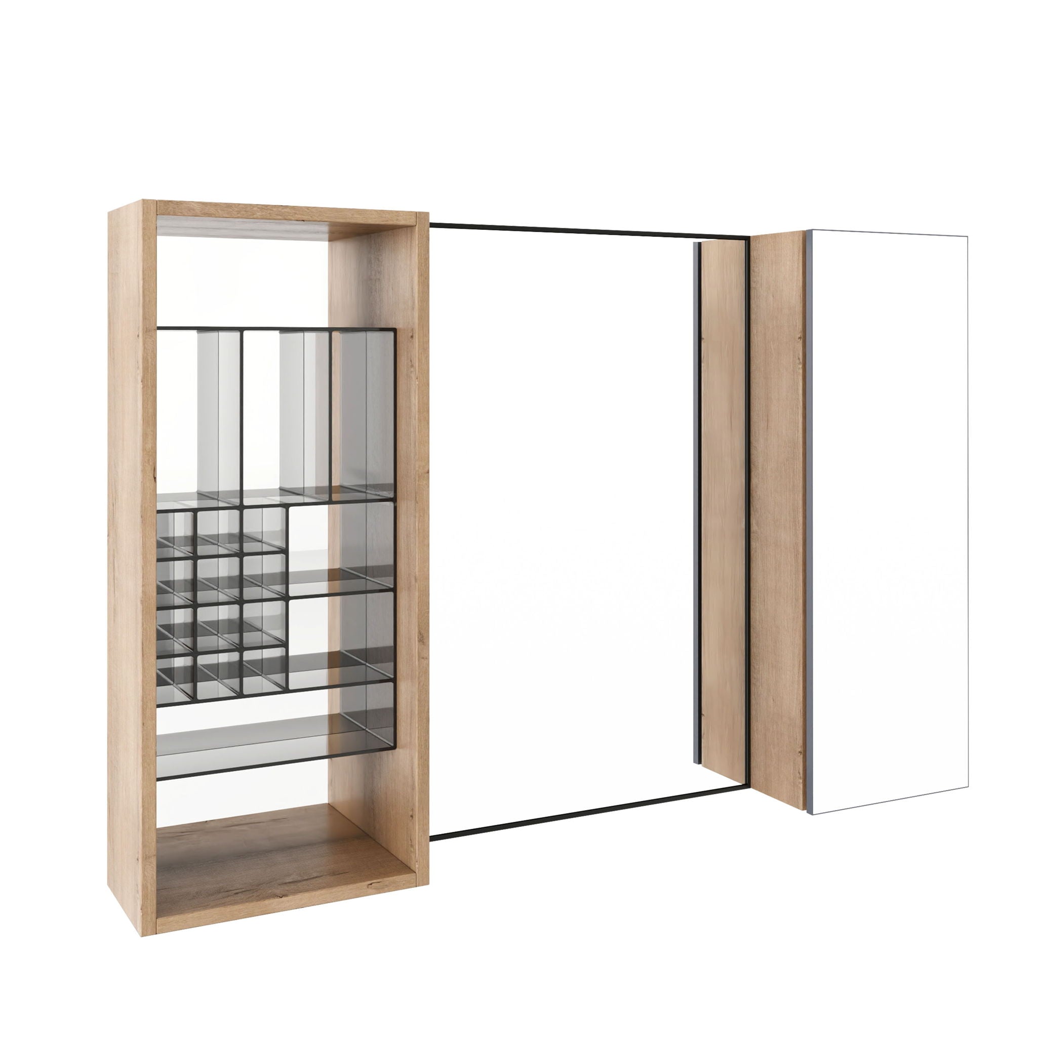 41.3" Wall Mounted Bathroom Cabinet With Adjustable Shelves Storage Unit - Imitative Oak