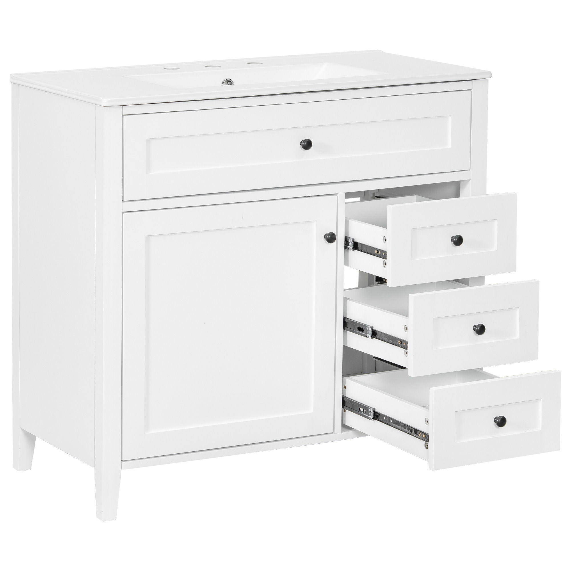 Bathroom Vanity With Sink, Cabinet With 3 Drawers And Adjustable Shelf
