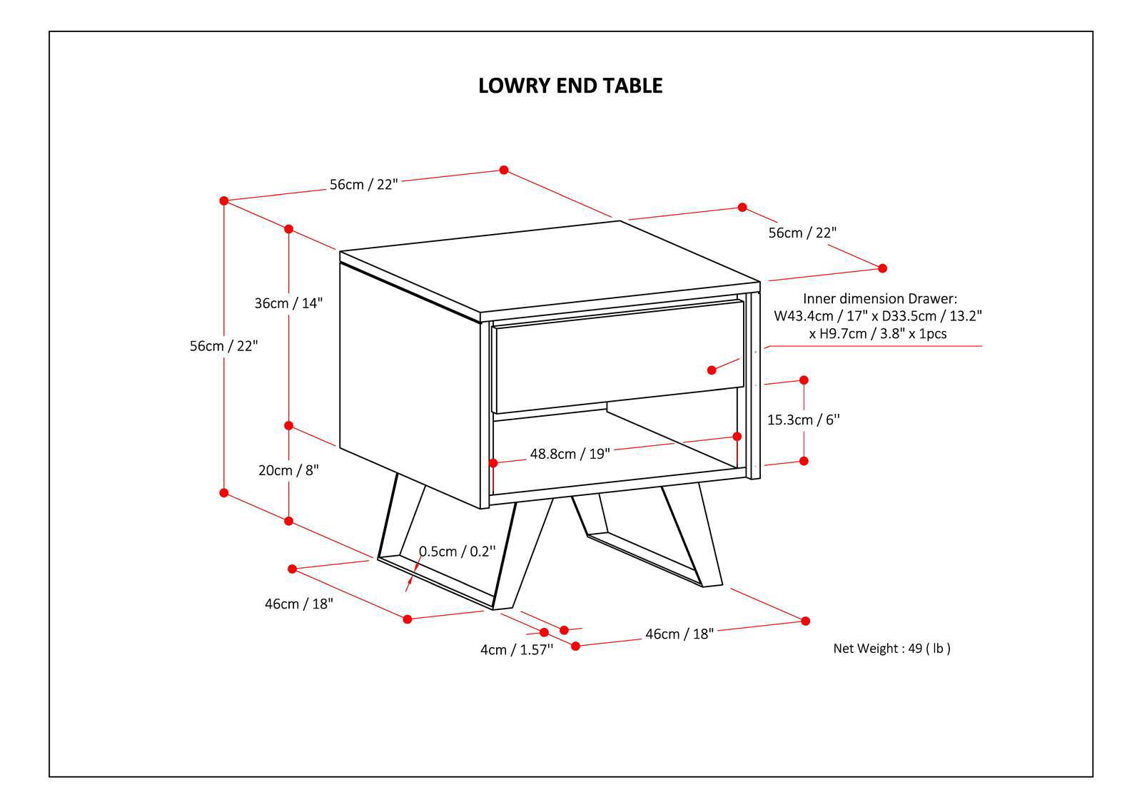 Lowry - End Table - Distressed Golden Wheat