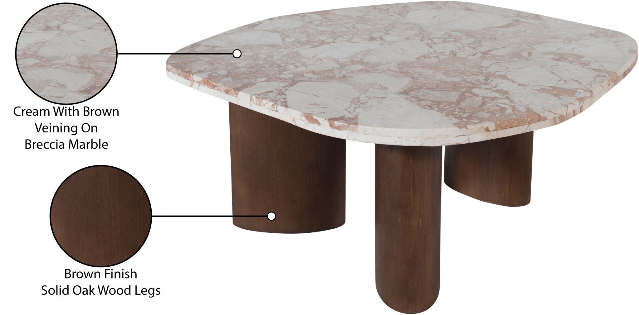 Puglia - Marble Top And Oak Wood Base Table