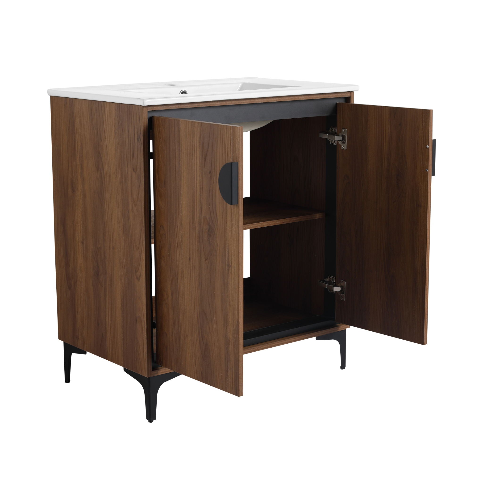 Modern Bathroom Vanity With Top Sink, Engineered Wood Storage Cabinet