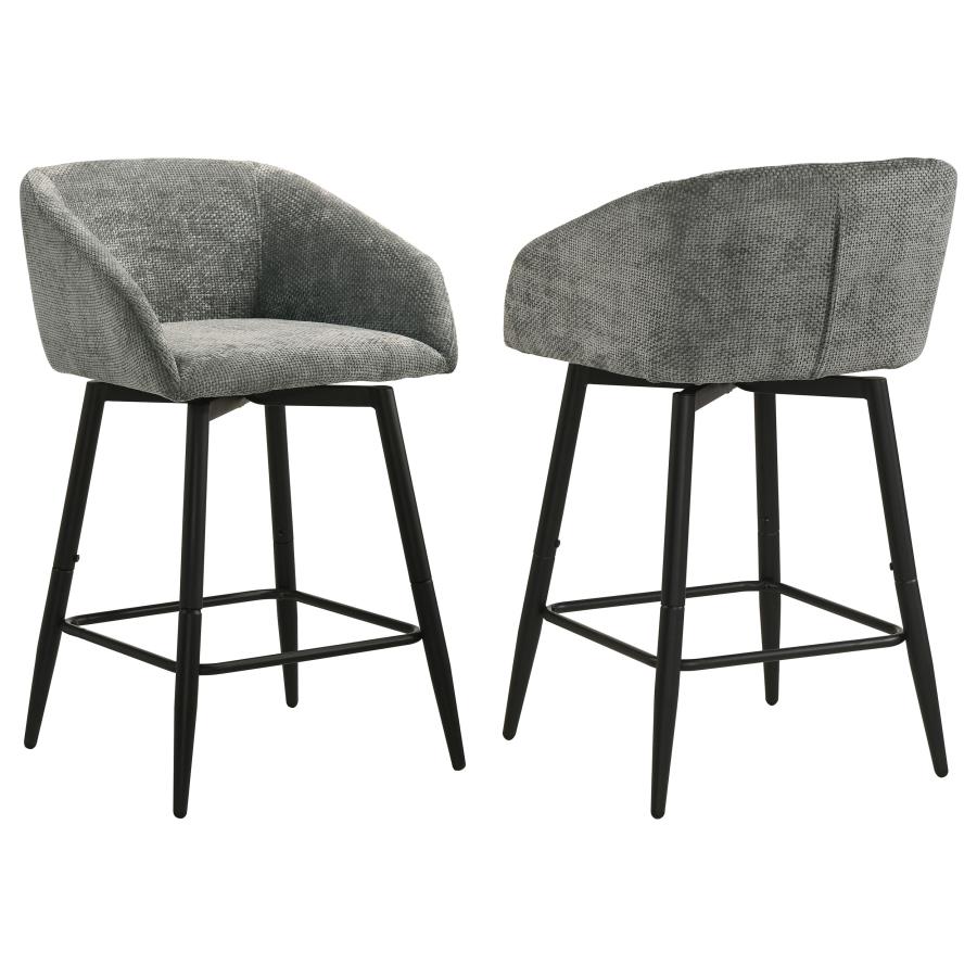 Rainer Fabric Upholstered Swivel Counter Height Chair Charcoal (Set of 2)