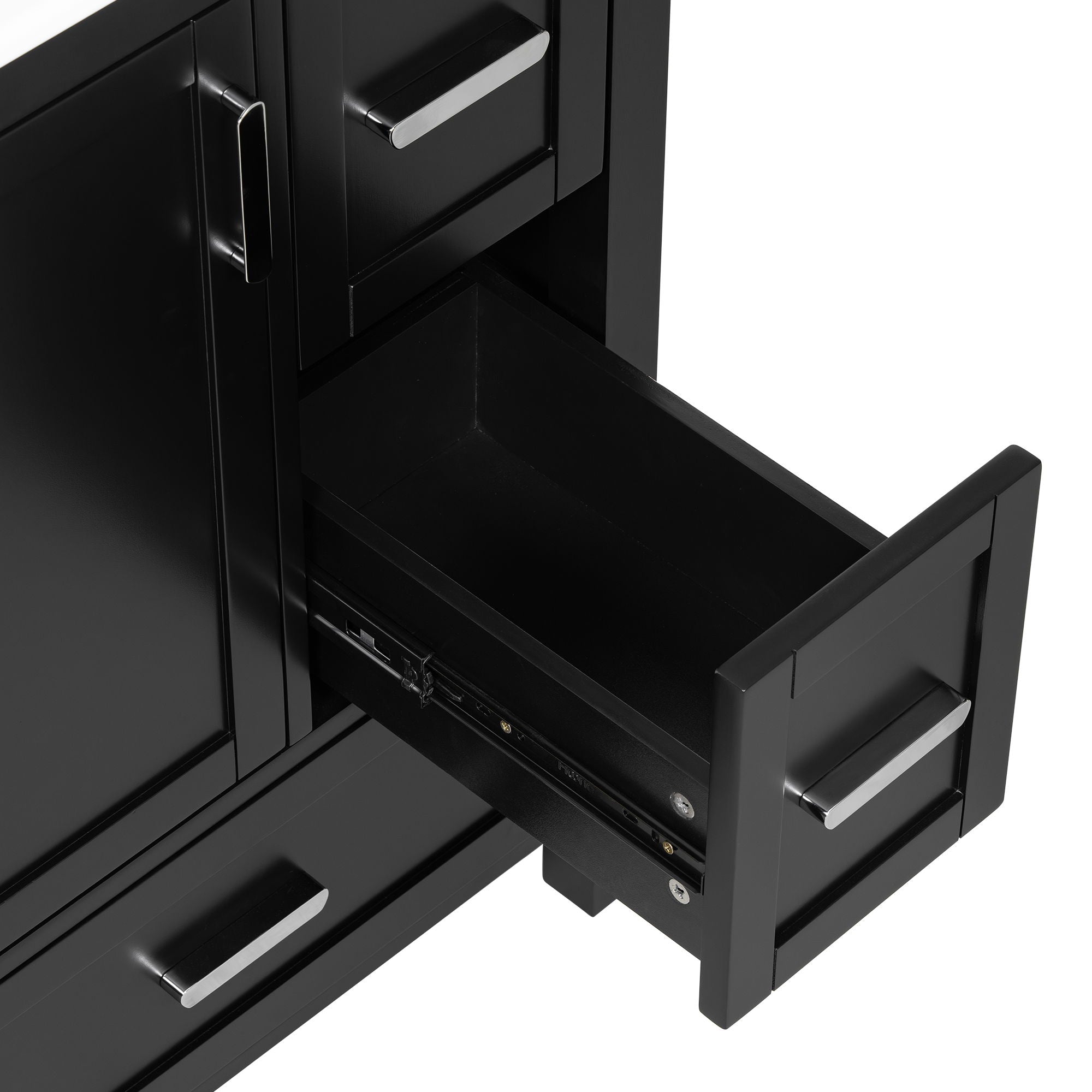 Bathroom Vanity With Sink, Soft-Close Doors, Double-Layer Shelf And 3 Drawers