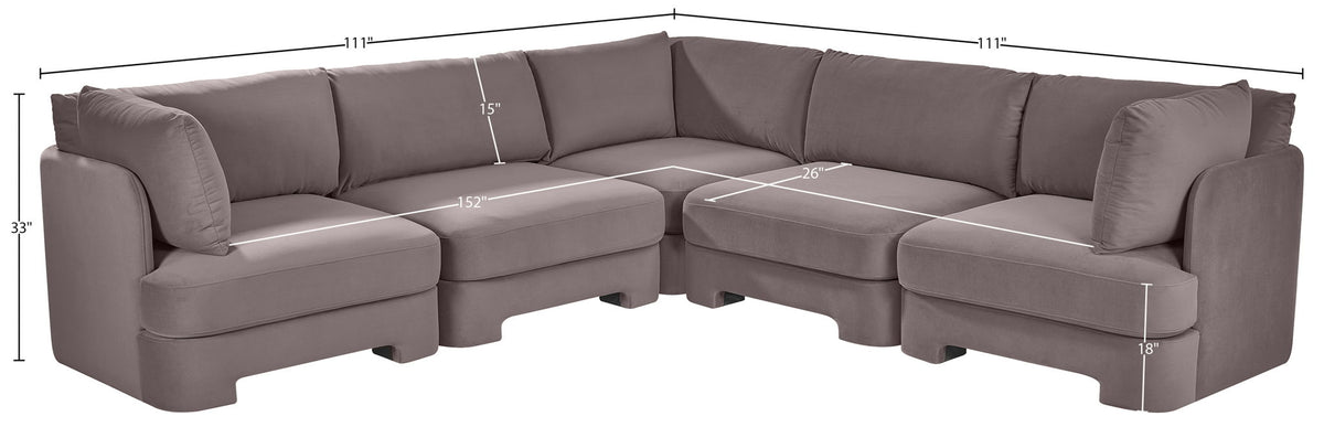 Hammond - Velvet Performance Fabric Upholstered 5 Piece Corner Sectional