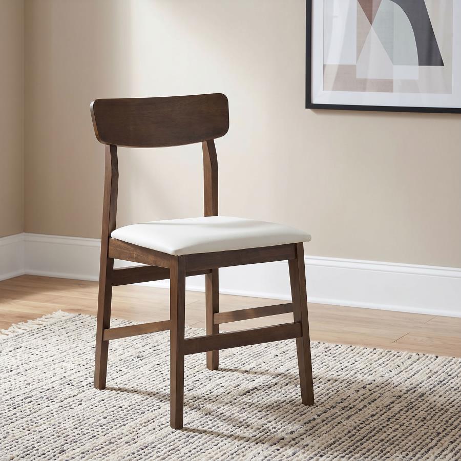 Merrin Dining Side Chair Off White and Walnut (Set of 2)