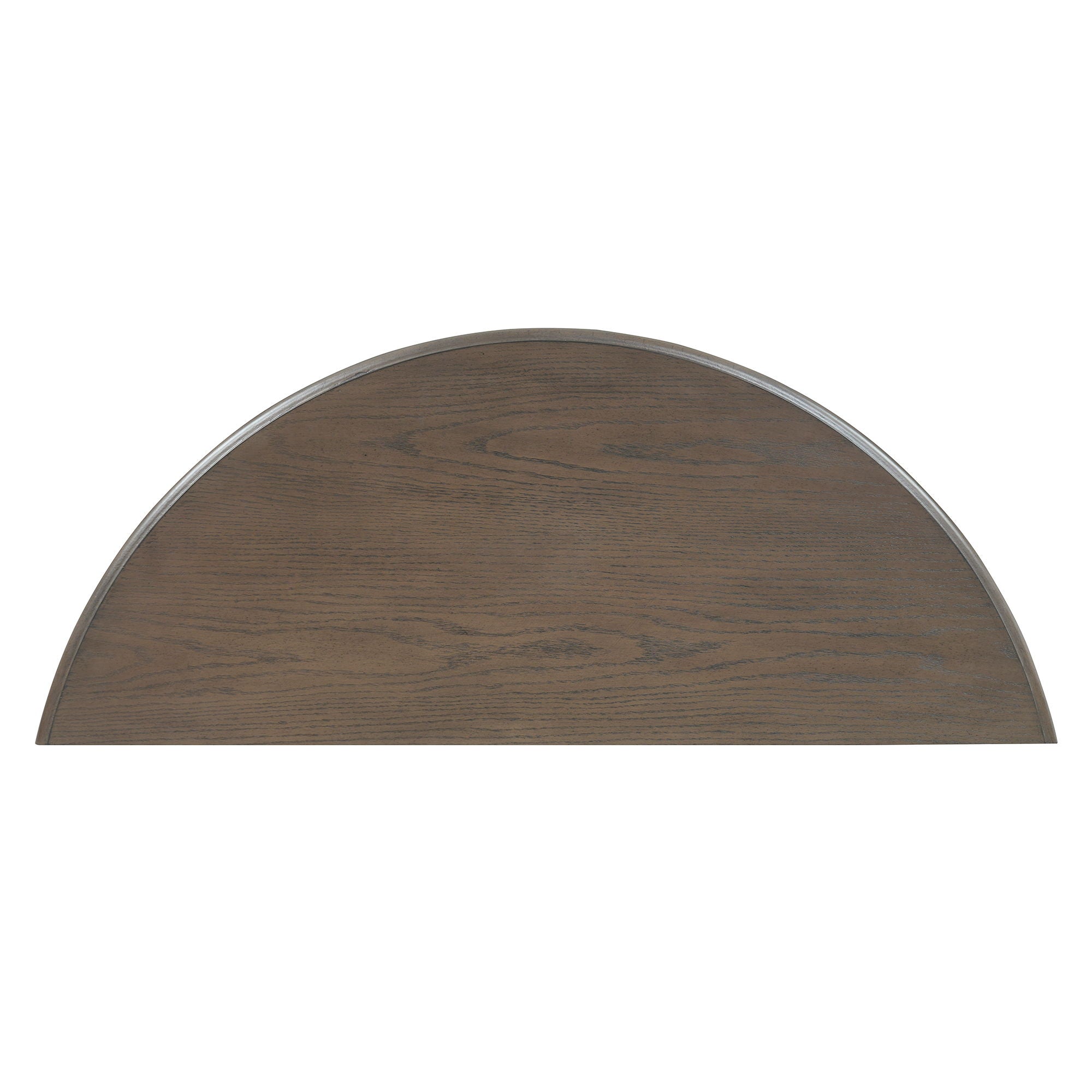 Half Moon Console Table With Drawer & Shelf For Living Room - Walnut
