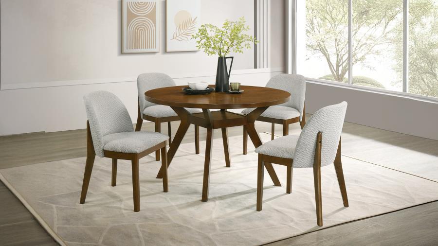 Mueller 5-piece 48-inch Round Dining Set Brown and Beige