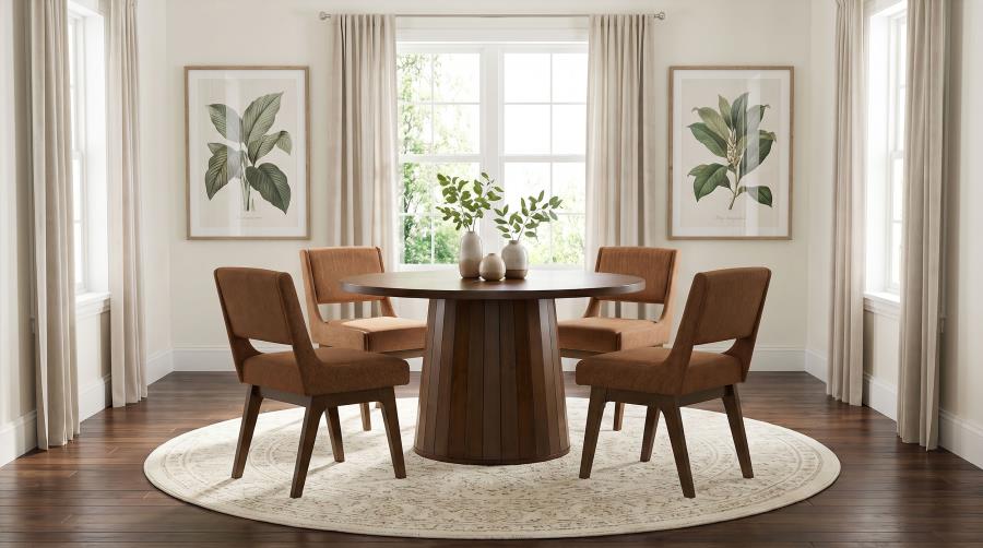 Galindo 5-piece 52-inch Round Dining Set Nutmeg and Walnut