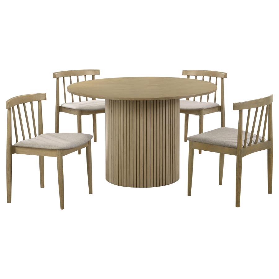 Hamlyn 5-piece Round Wood Dining Set Wheat and Natural Oak