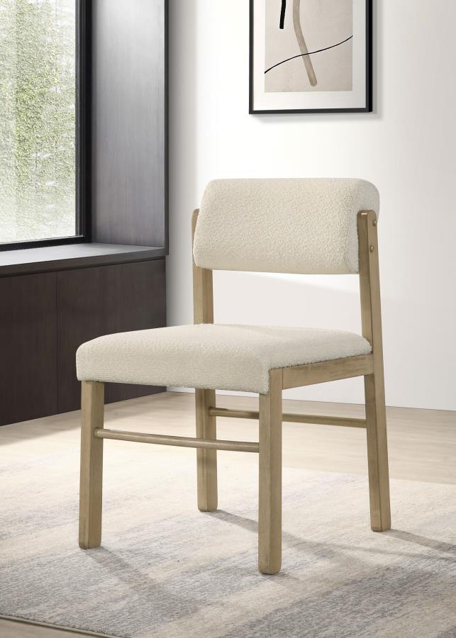 Kehoe Upholstered Dining Side Chair Cream and Natural Oak (Set of 2)