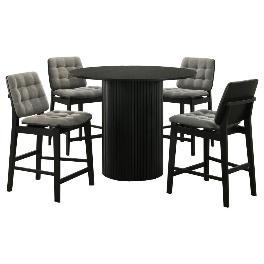 Hamlyn 5-piece Round Wood Counter Height Dining Set Grey and Black