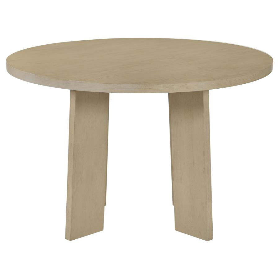 Strouse 47-inch Round Wood Dining Room Table Natural Oak