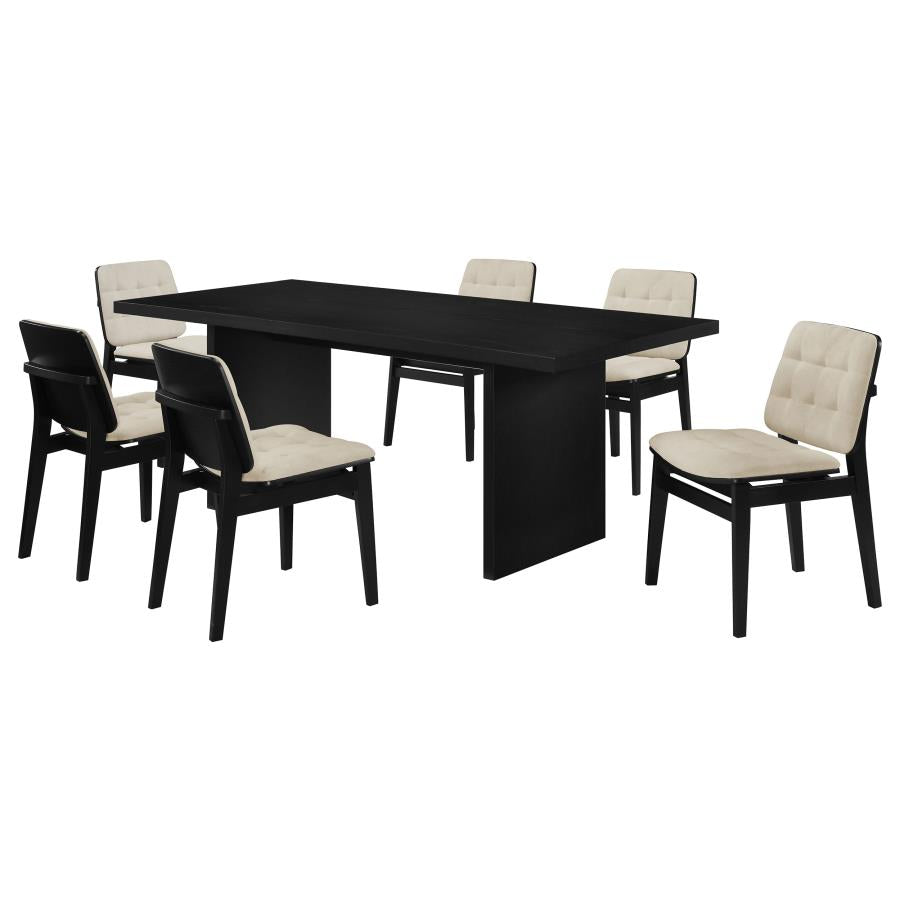 Decker 7-piece 82-inch Rectangular Dining Set Cream and Black