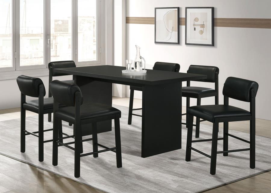 Decker 7-piece 70-inch Rectangular Counter Height Dining Set Black