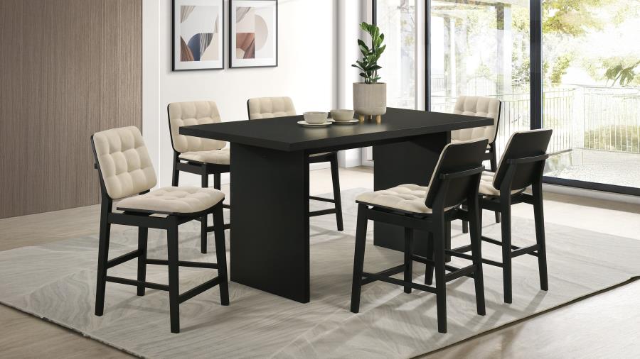 Decker 7-piece 70-inch Rectangular Counter Height Dining Set Cream and Black