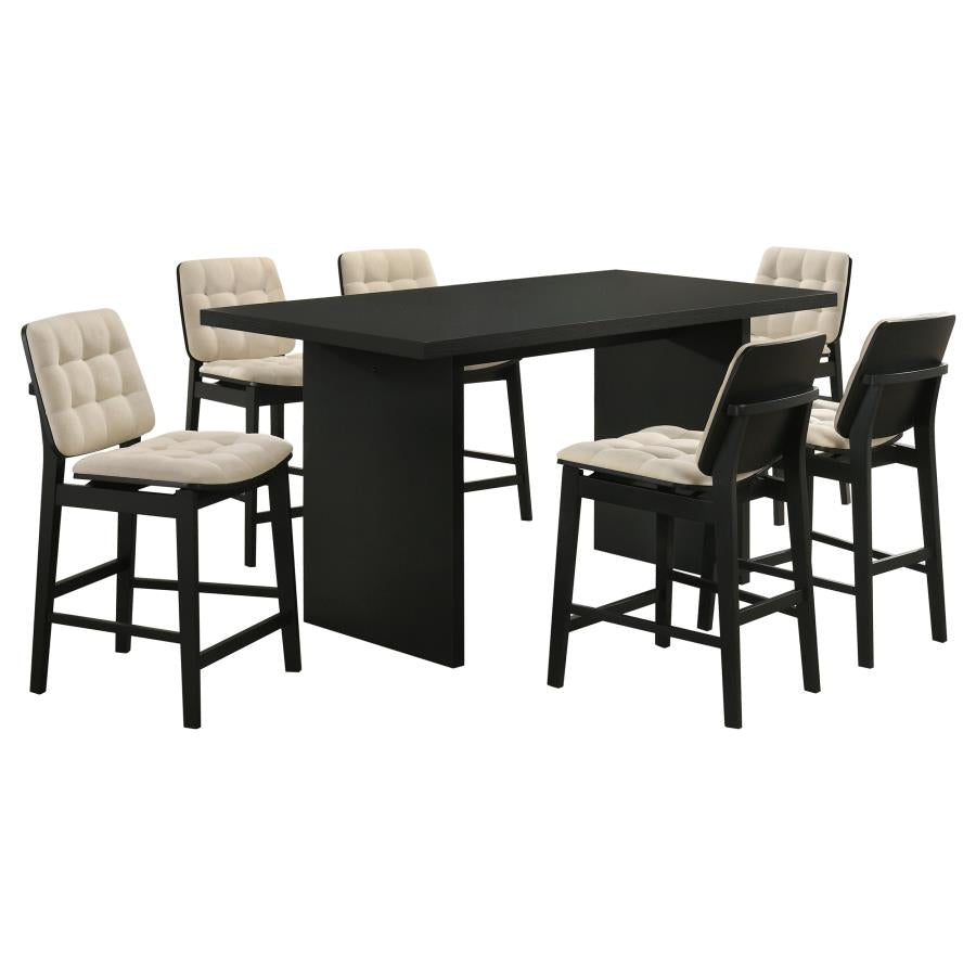 Decker 7-piece 70-inch Rectangular Counter Height Dining Set Cream and Black