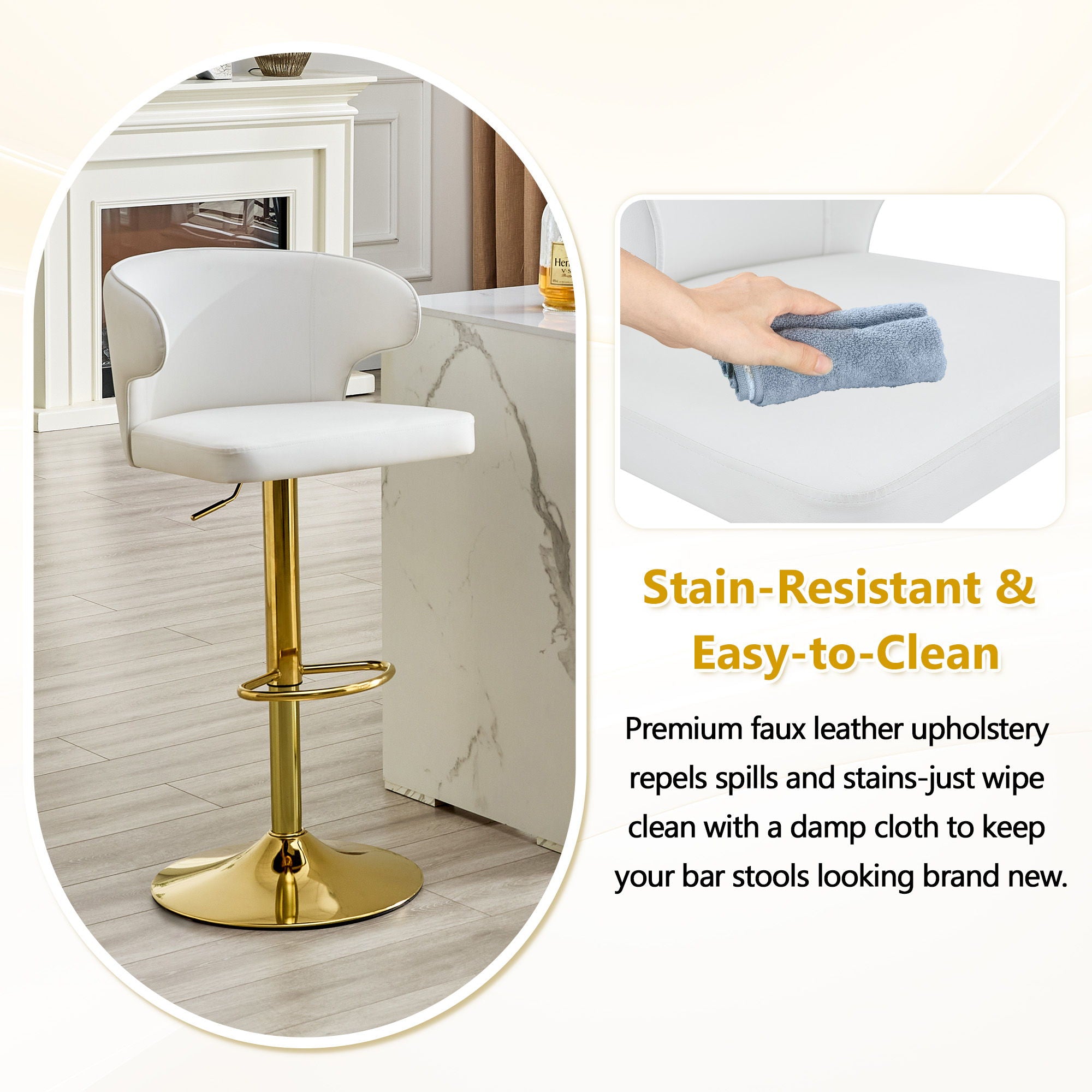 Adjustable Swivel Bar Chair With High Back Support