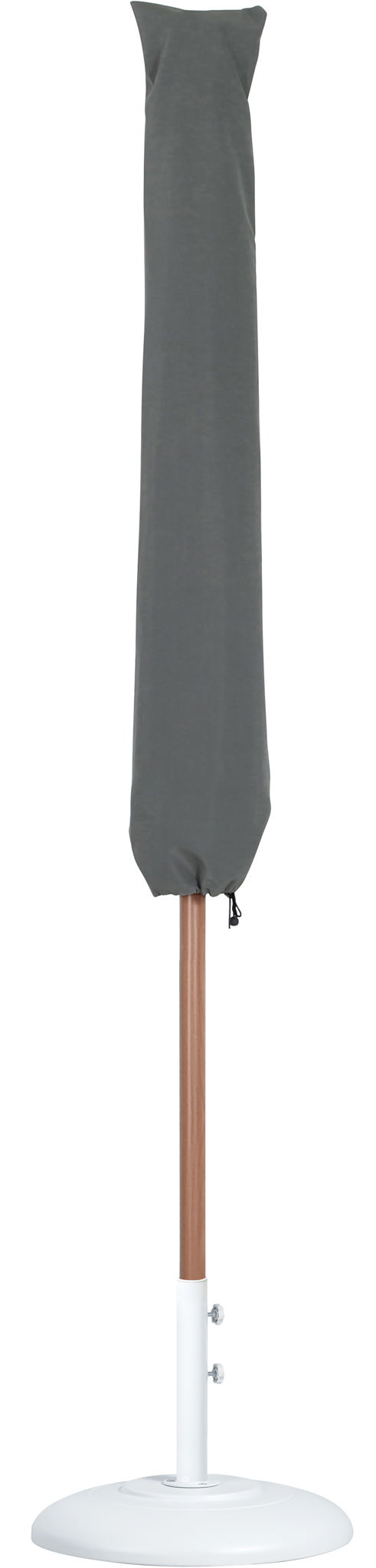 Fiji - Aluminum Patio Umbrella With Round White And Teak Base