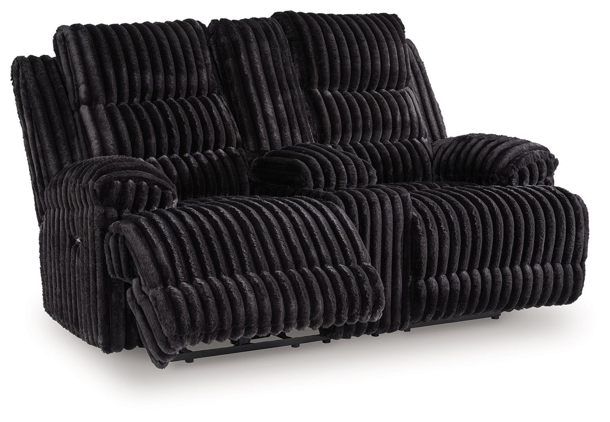 Rhine Falls - Double Reclining Power Loveseat With Console - Onyx