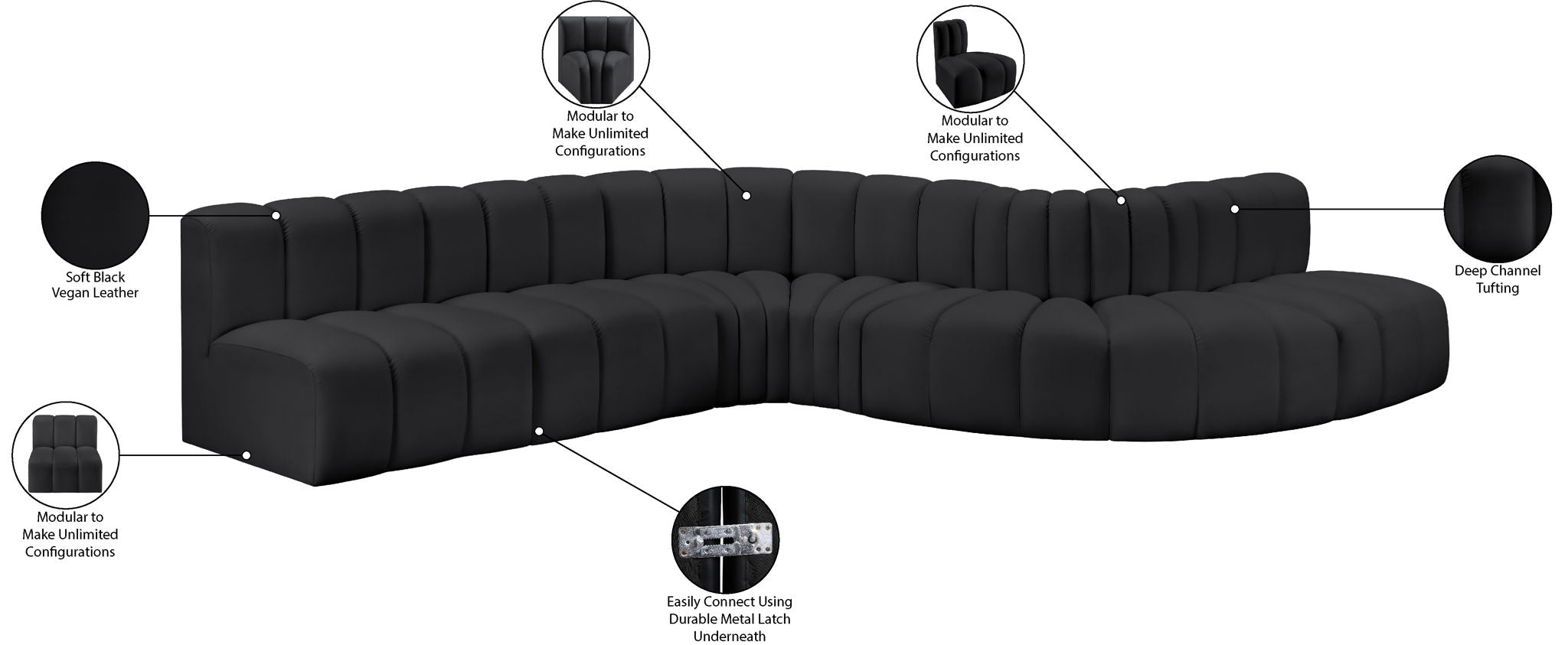 Arc - Faux Leather 7 Piece Modular Sofa
