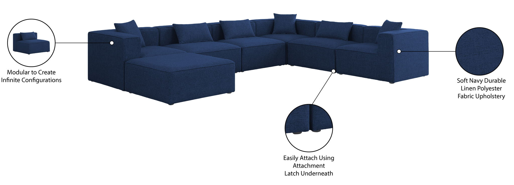 Cube - Linen 7 Piece Modular Sectional
