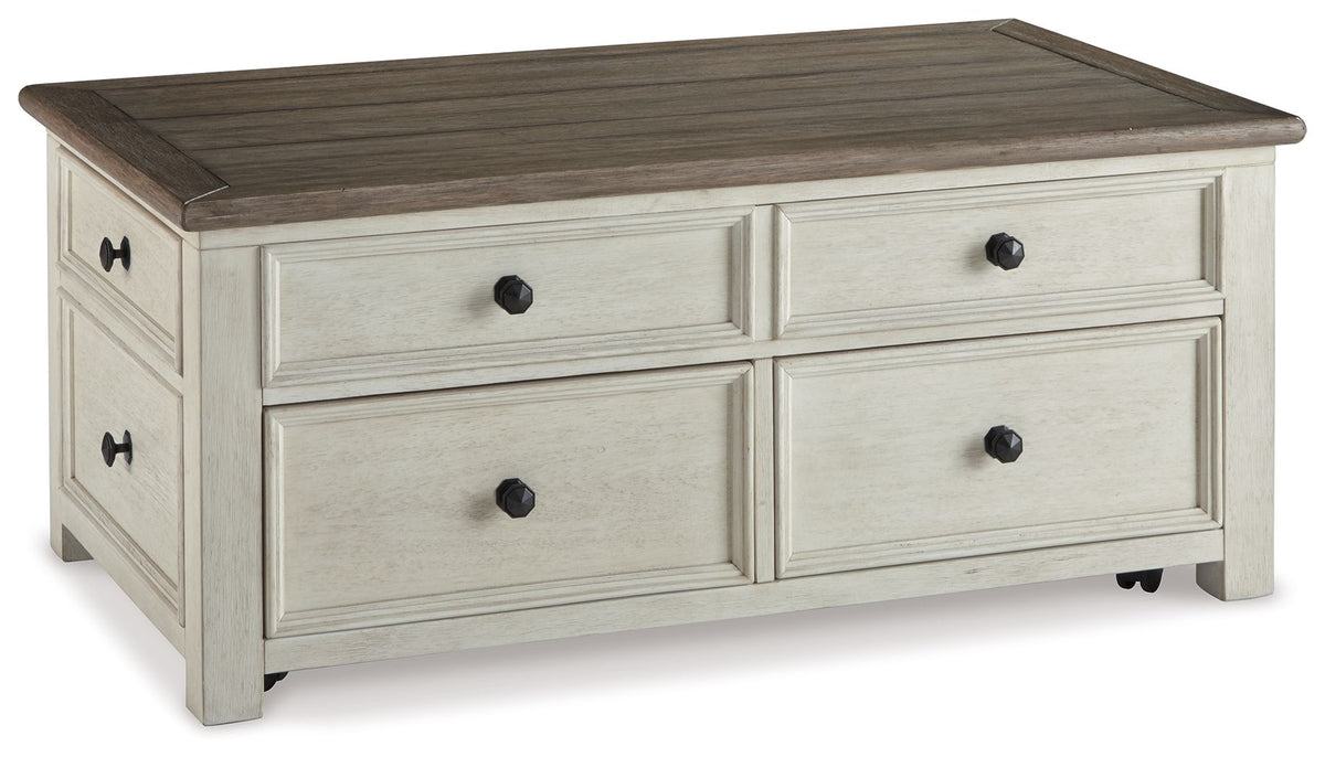 Bolanburg - Lift Top Cocktail Table - White / Brown / Beige