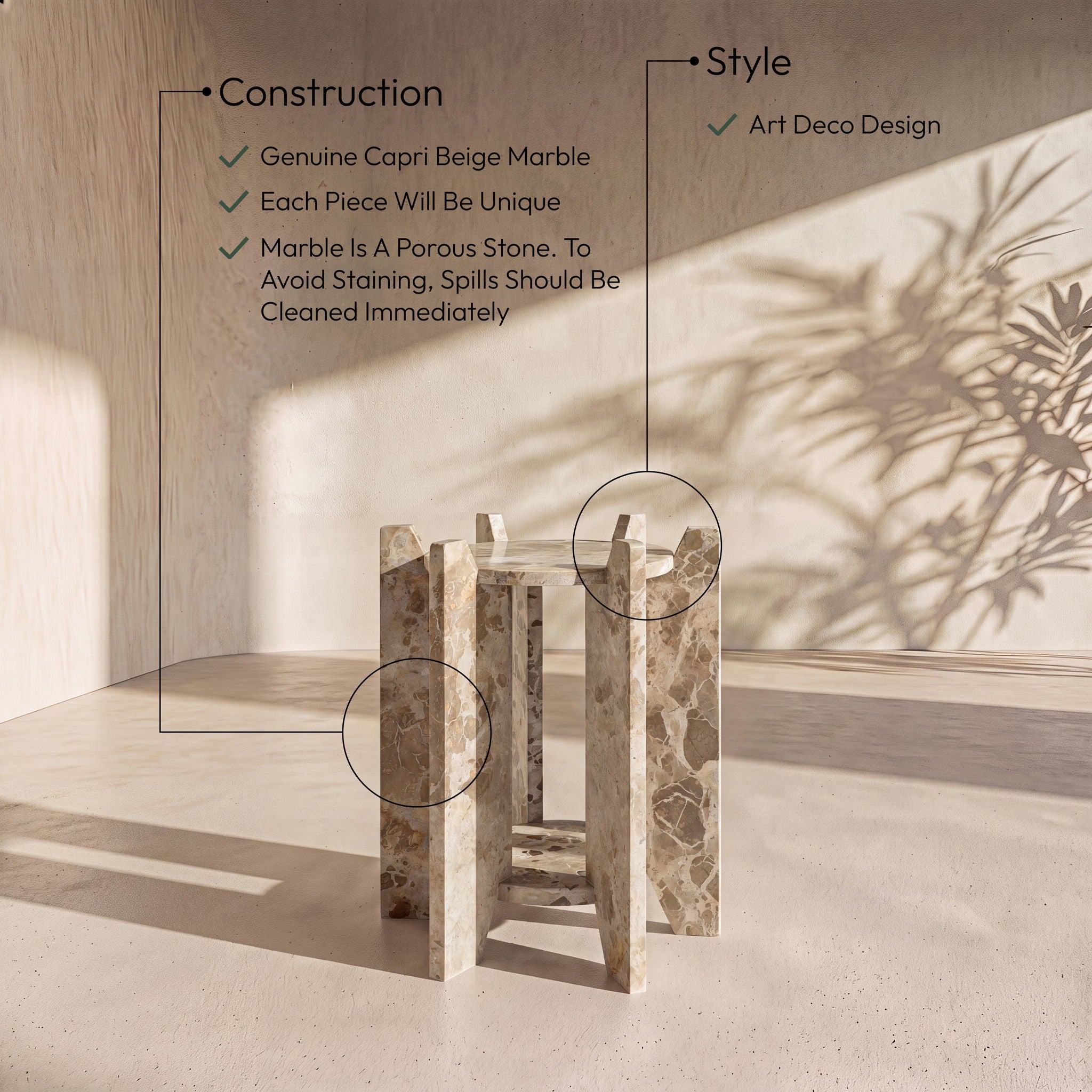 Soriano - Genuine Marble Table
