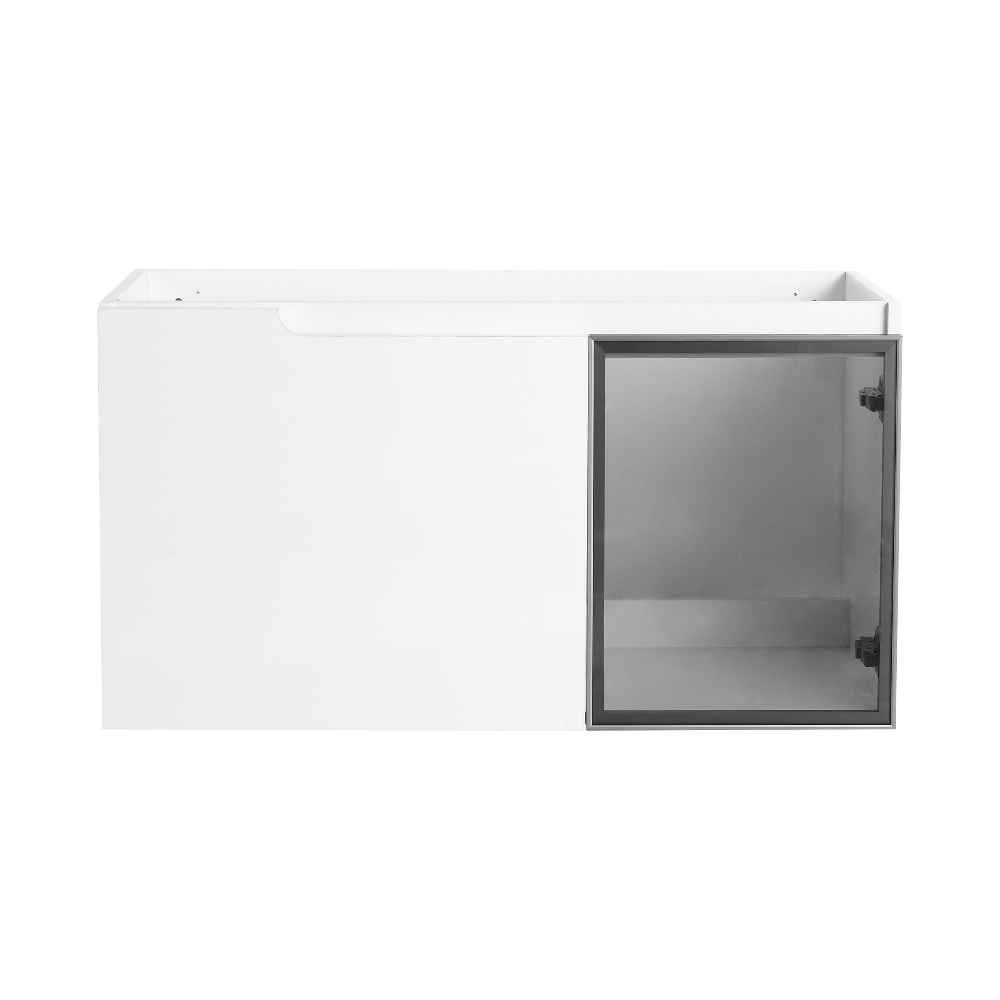 36" (35 1 / 4") Wall Mounted Bathroom Vanity, Cabinet With Half Door (Excluding Sink) - Glossy White