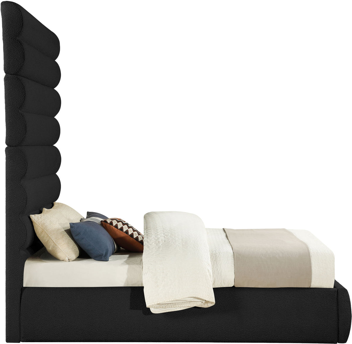 Adam - Boucle Fabric Bed With 89" Headboard