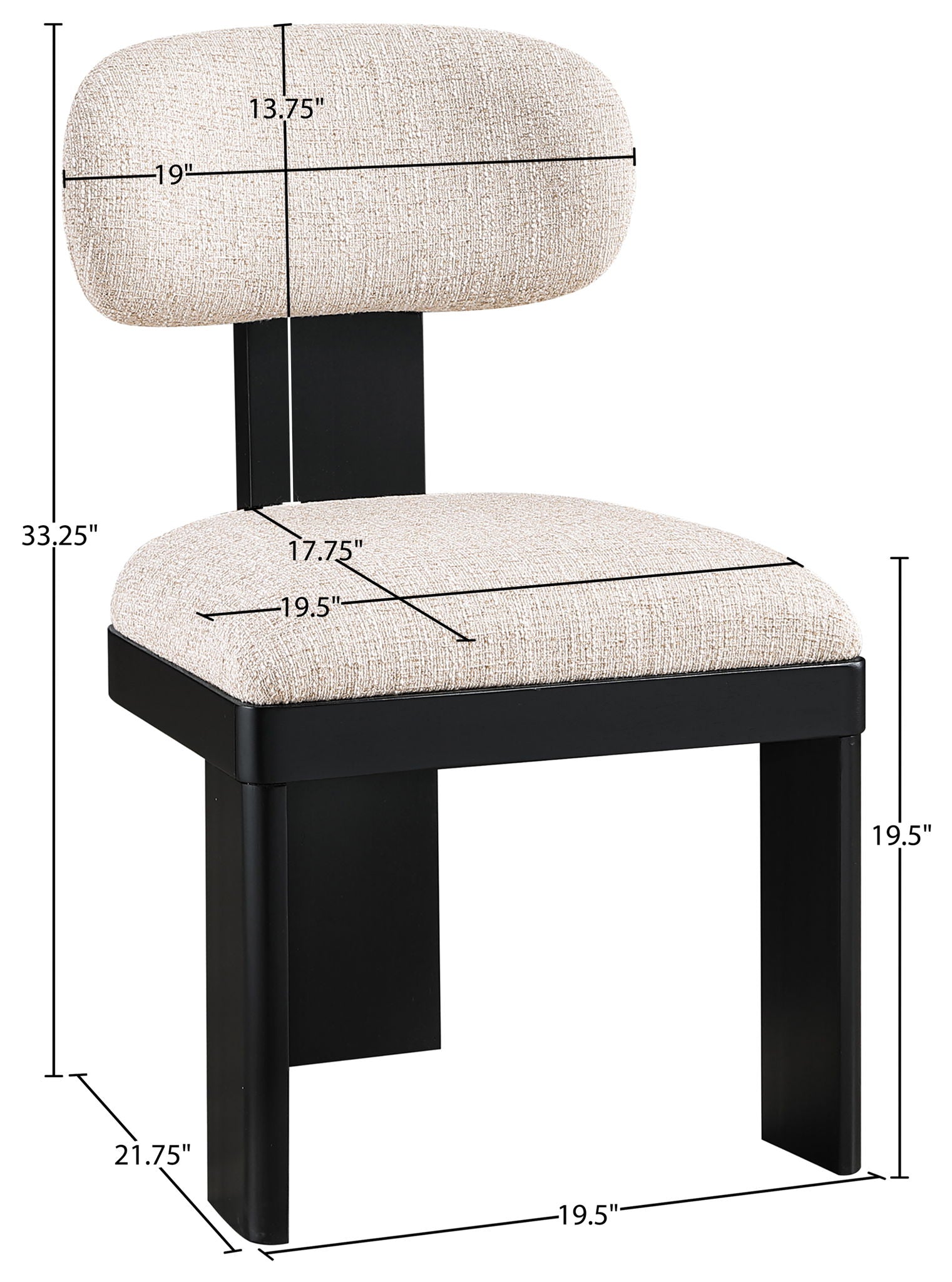 Timbra - Linen Textured Fabric Upholstered Dining Chair (Set of 2) - Black Base