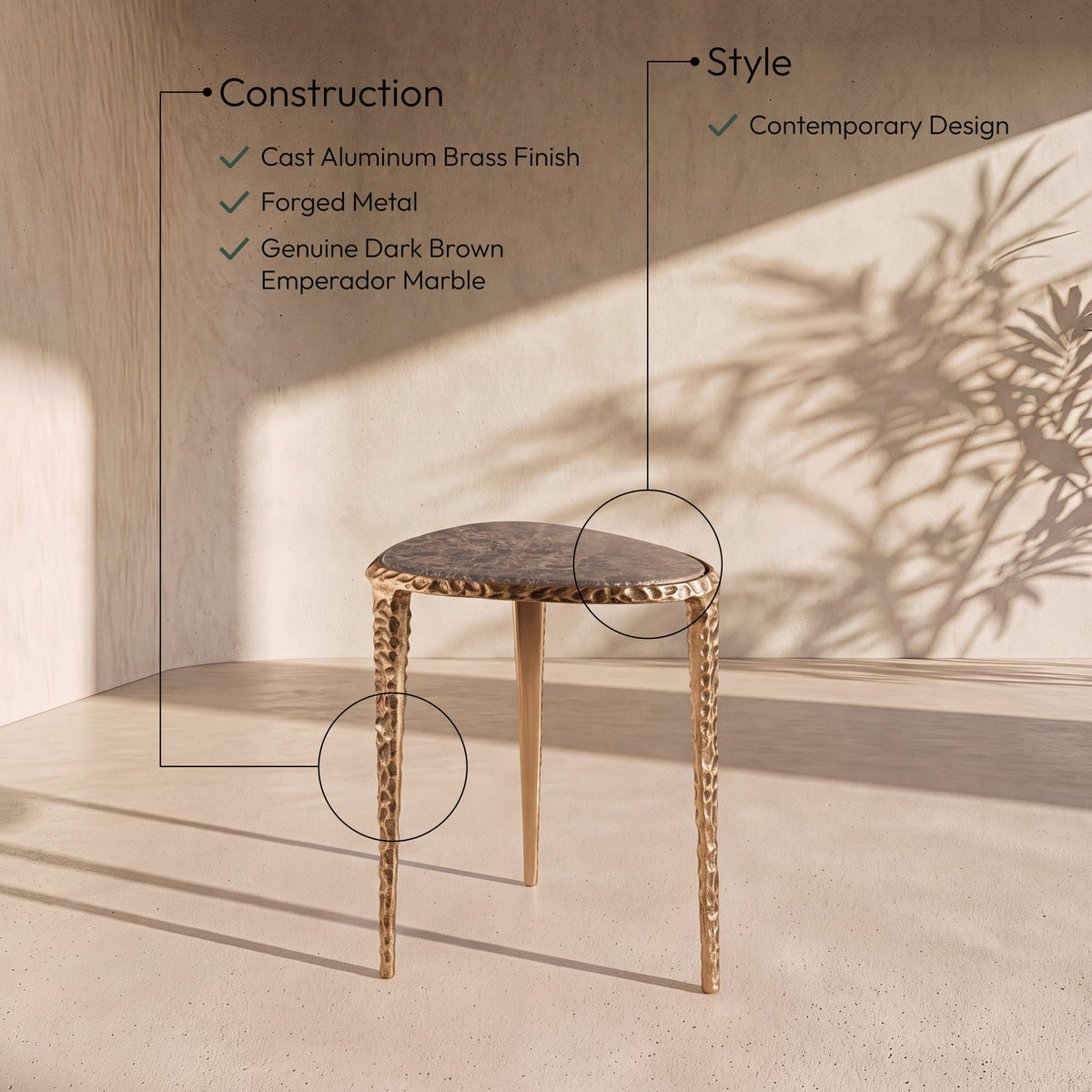 Gild - Aluminum Base And Genuine Marble Top Table