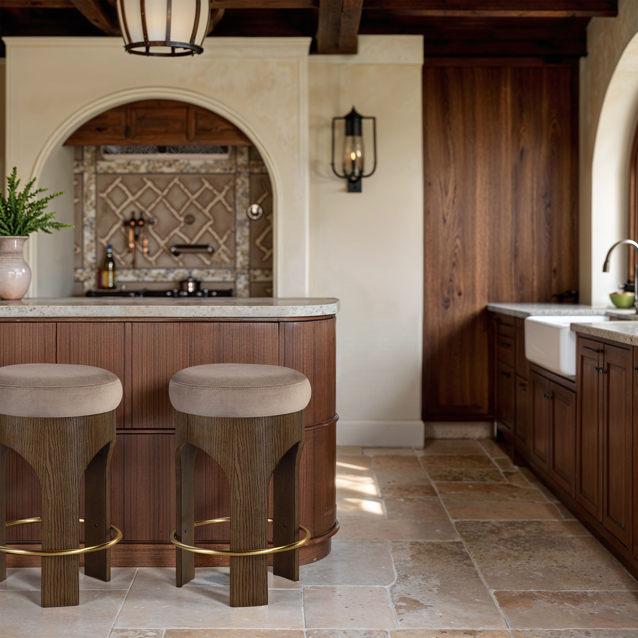 Bocceli - Counter Stool - Brown Base