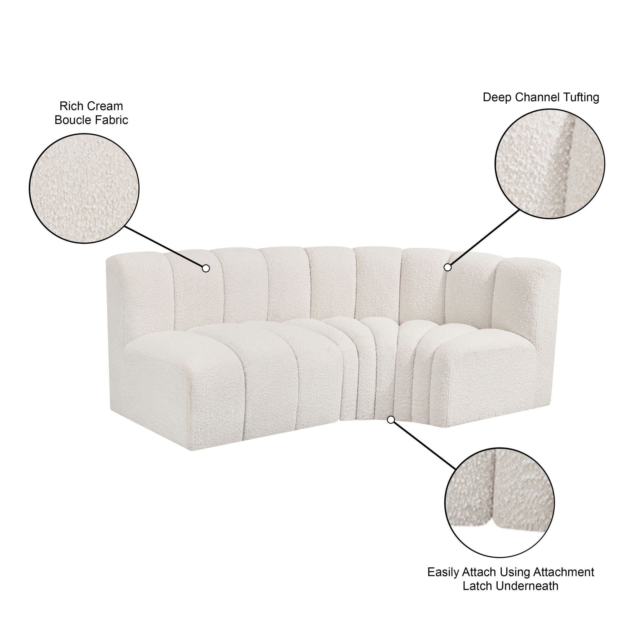 Arc - Boucle Fabric 3 Piece Sofa