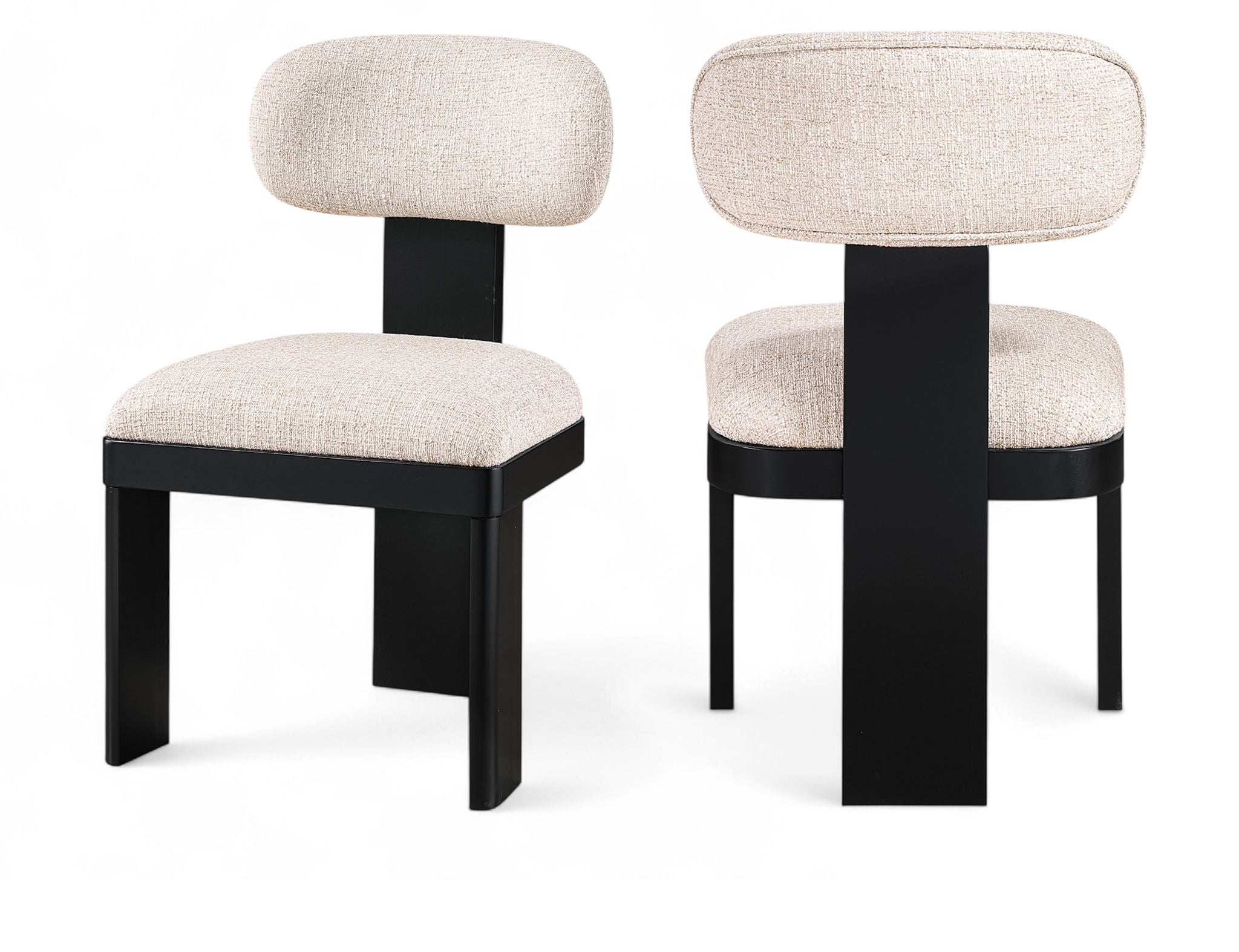 Timbra - Linen Textured Fabric Upholstered Dining Chair (Set of 2) - Black Base