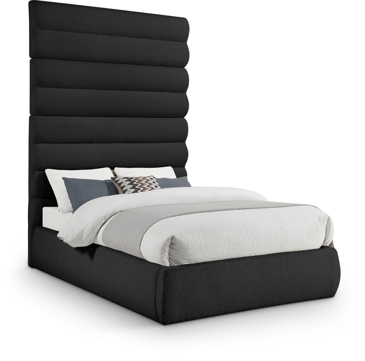 Adam - Boucle Fabric Bed With 89" Headboard