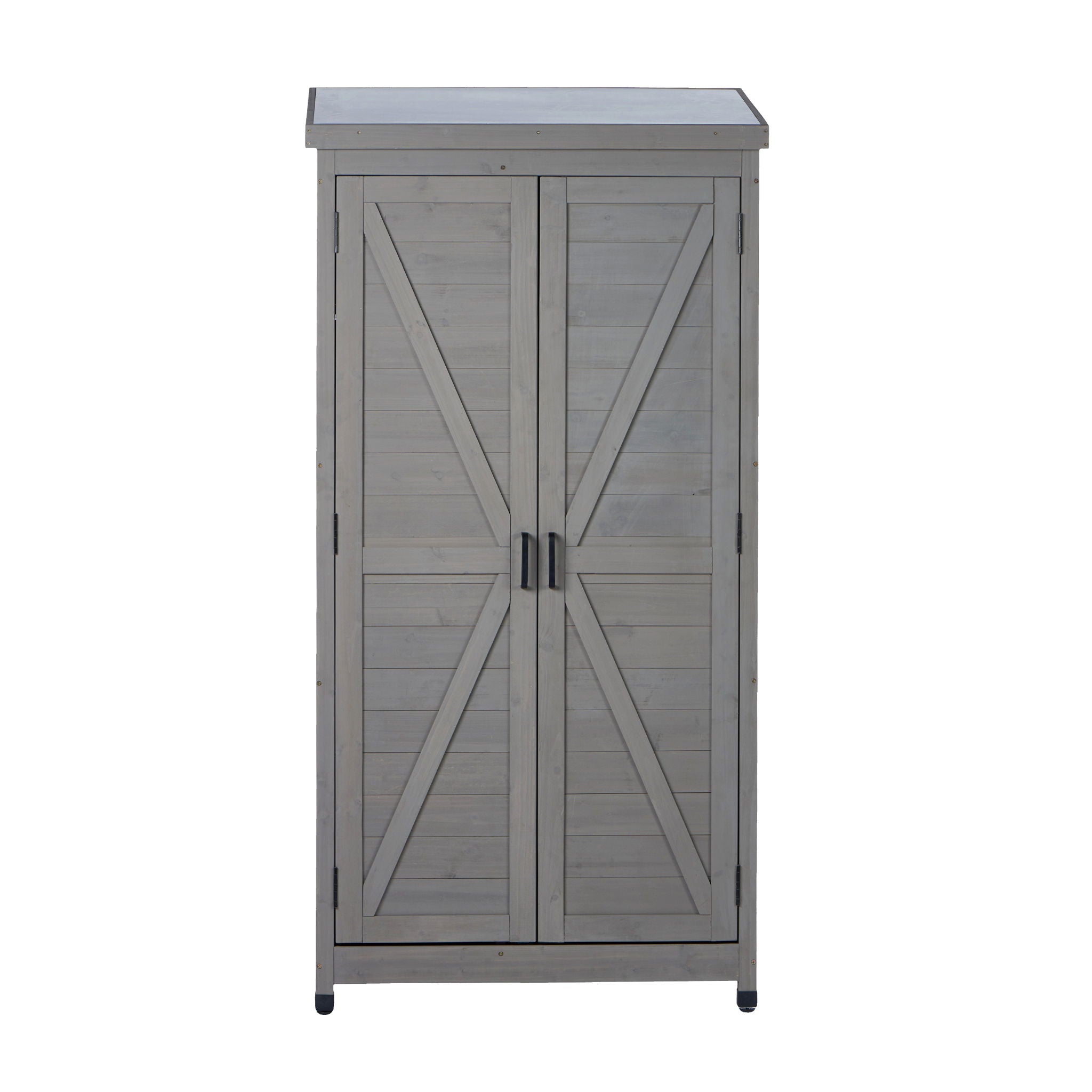 Outdoor Storage Shed With Vertical Tool Cabinet For Backyard