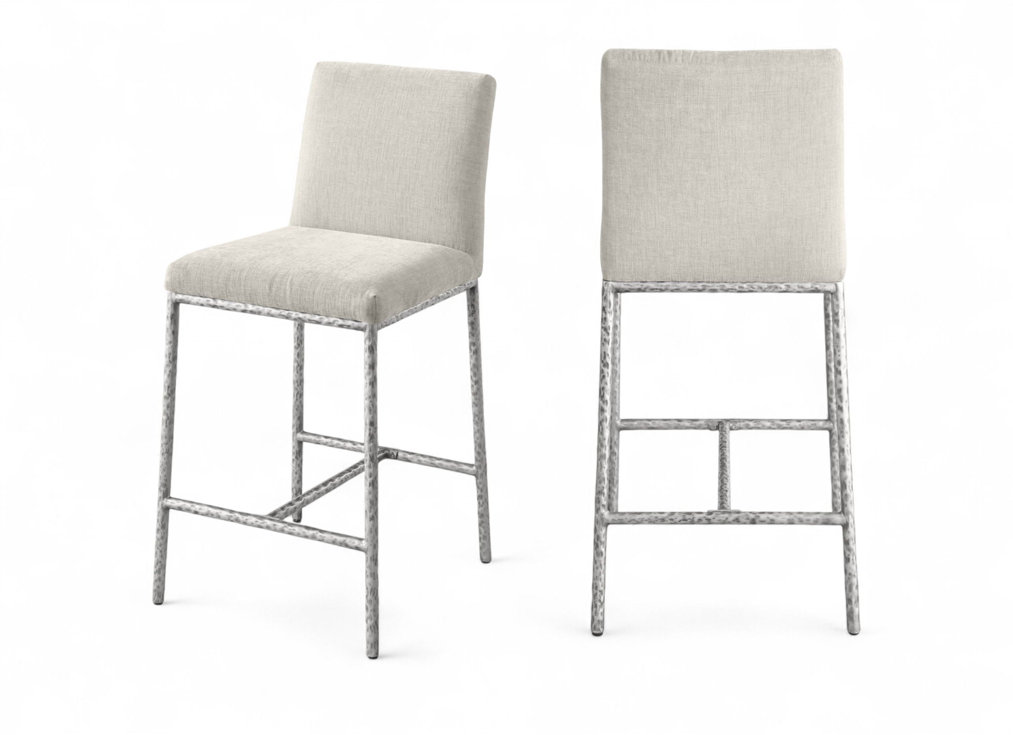 Reeves - Chenille Fabric Upholstered Counter Stool (Set of 2) - Silver Base