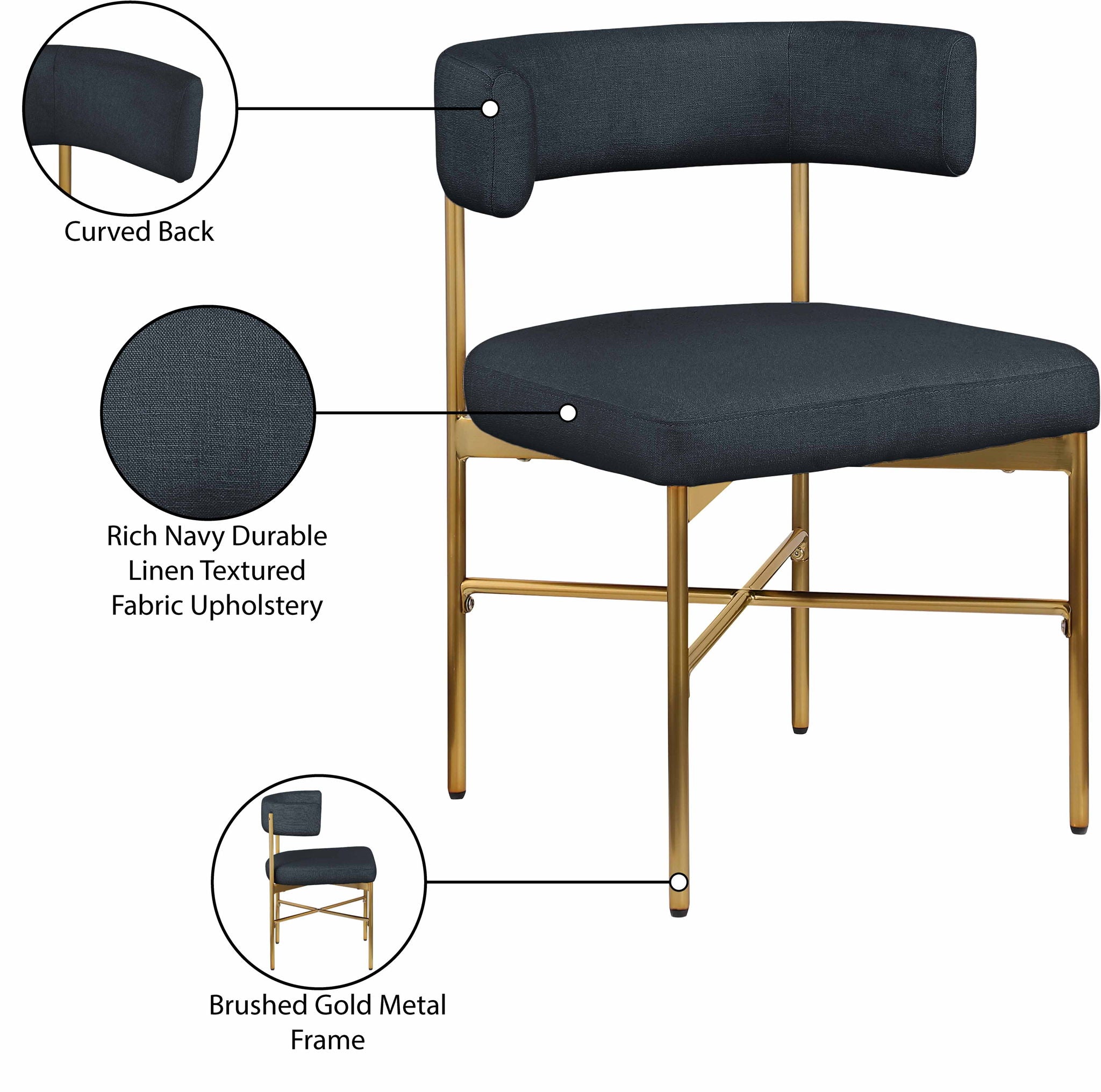 Rivage - Durable Dining Chair With Gold Frame (Set of 2)