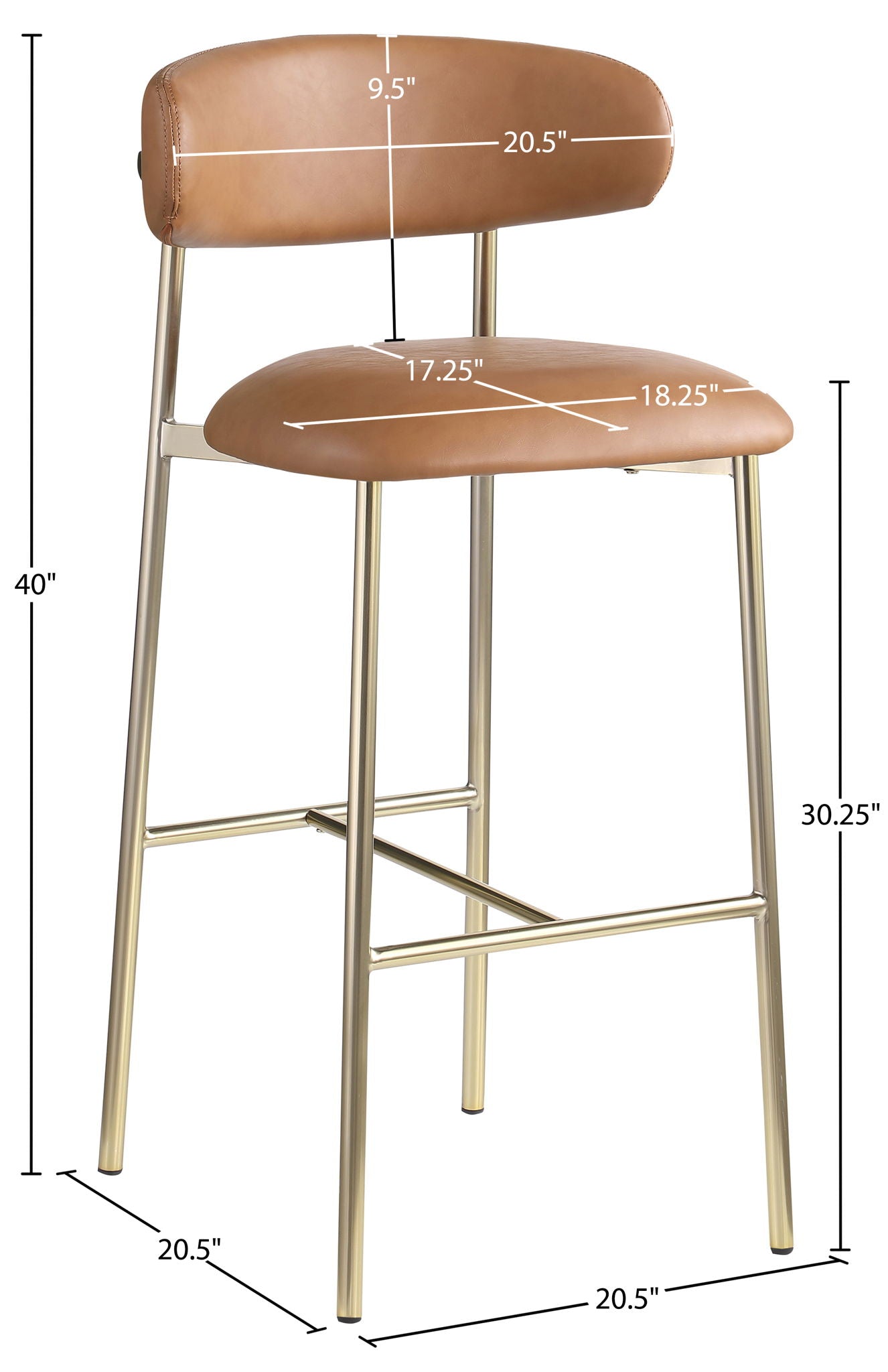 Lupita - Vegan Leather Upholstered Bar Stool With Brushed Gold Frame (Set of 2)
