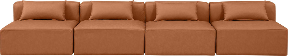 Cube - Modular 4 Piece Armless Sofa - Cognac