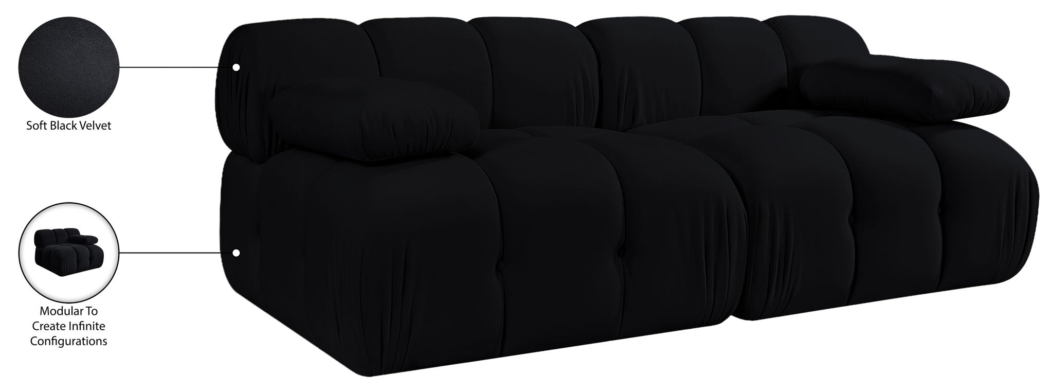 Orin - Velvet Performance Fabric Upholstered 2 Piece Modular Sofa