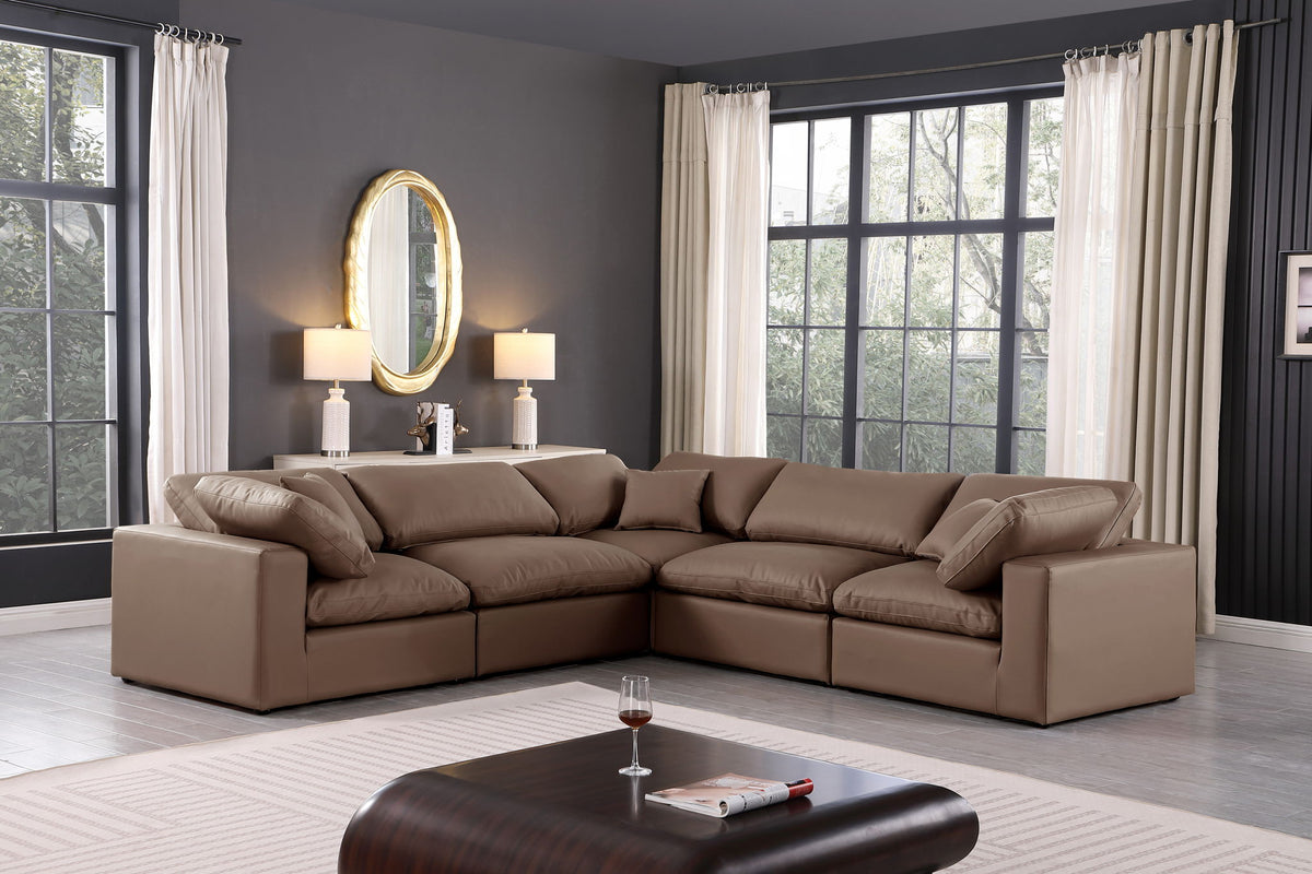 Comfy - 5 Piece Faux Leather Modular Corner Sectional