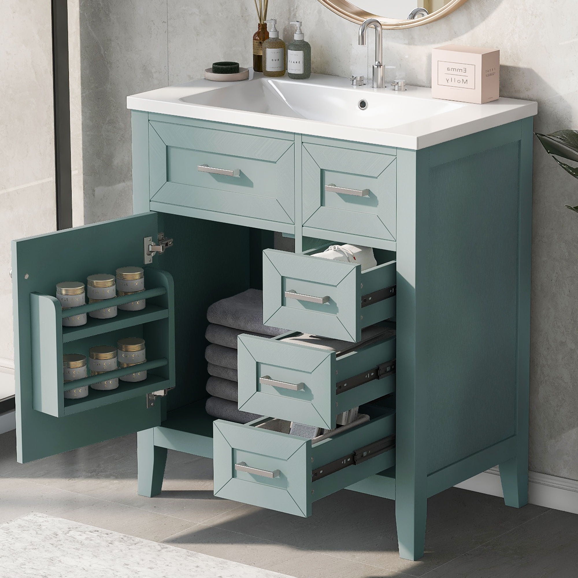 Modern Bathroom Vanity With Sink Combo, 3 Drawers