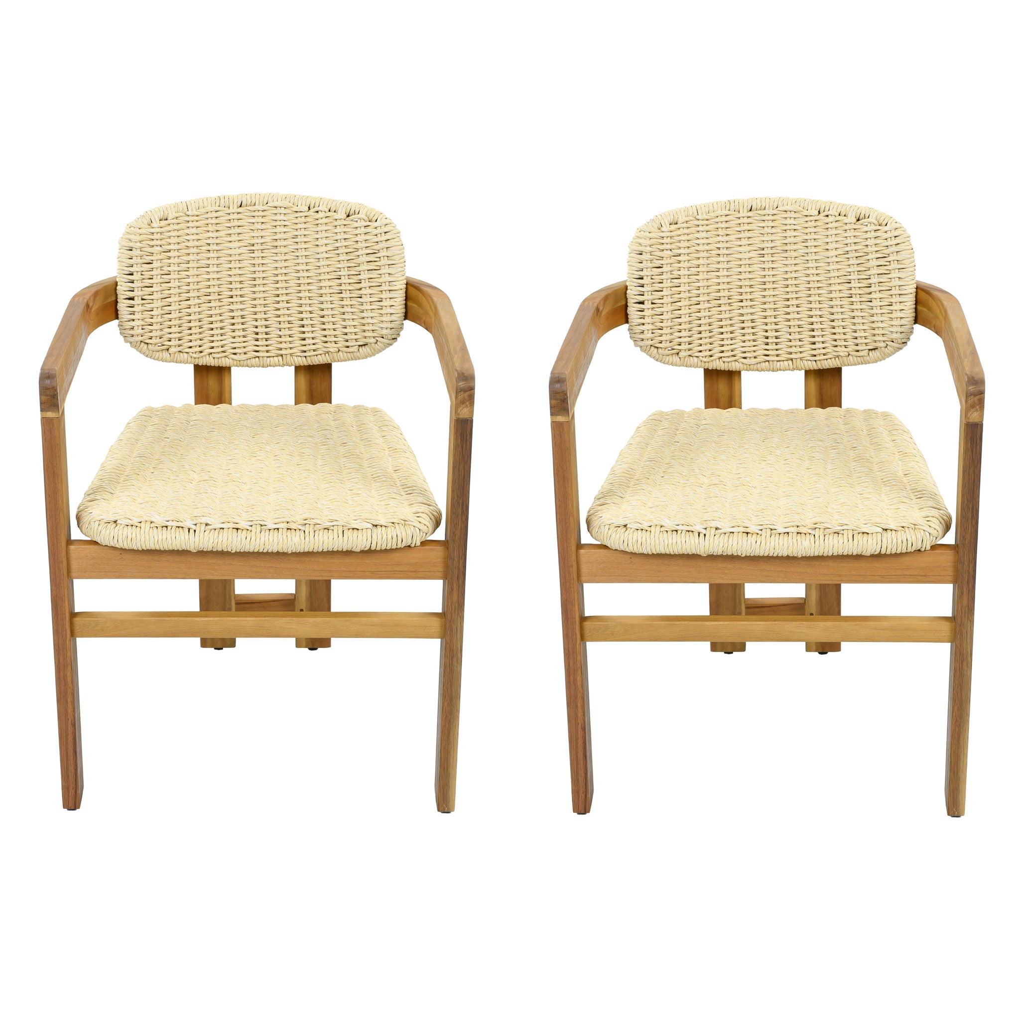 Outdoor Accent Armchairs For Patio (Set of 2) - Natural / Teak