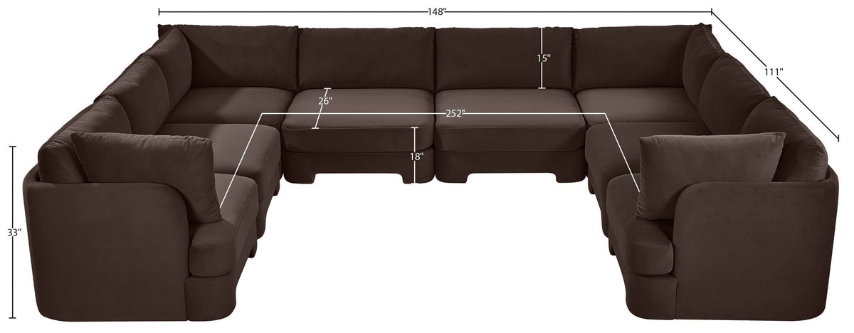 Hammond - Velvet Performance Fabric Upholstered 8 Piece U-Shaped Sectional