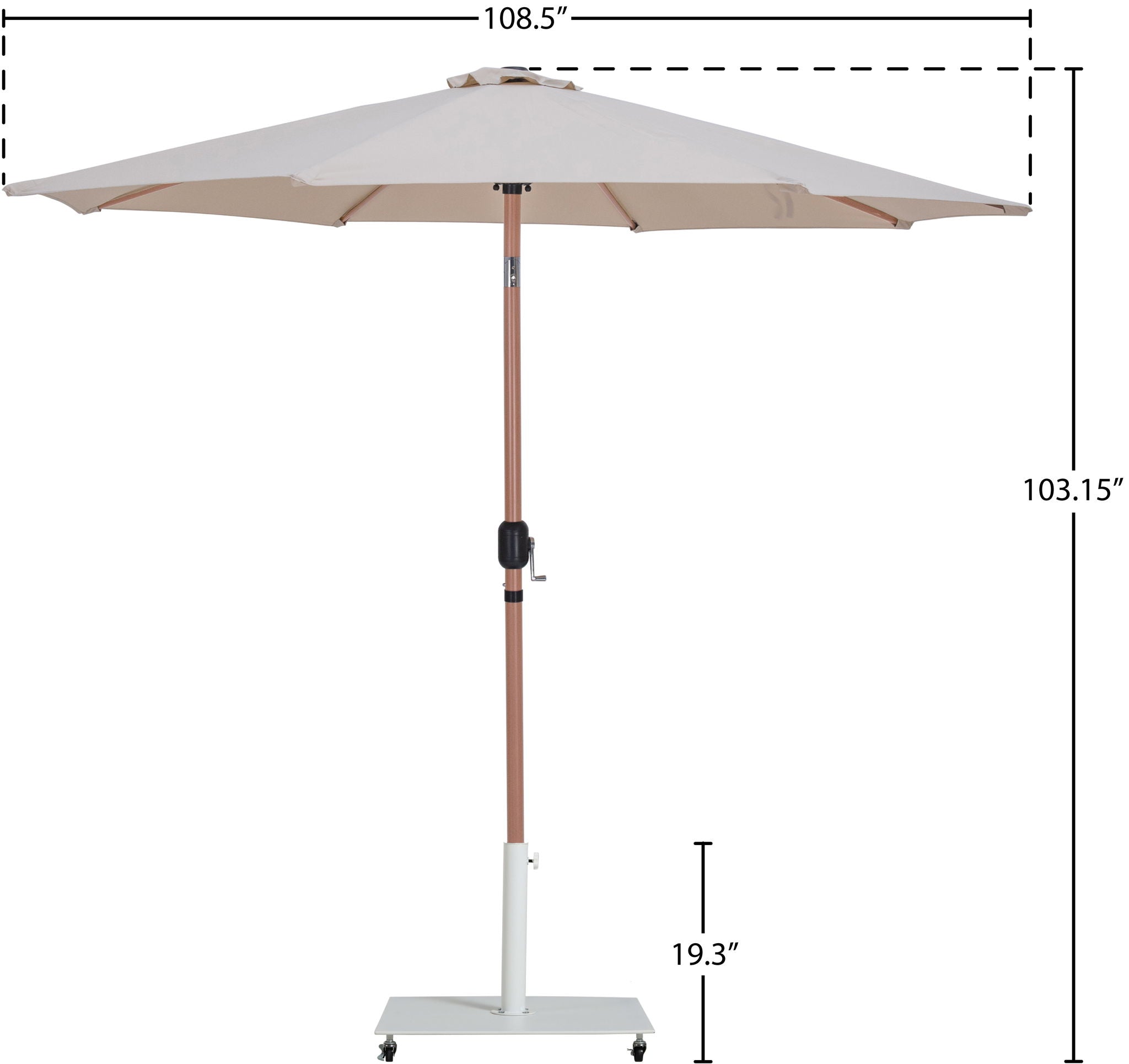 Fiji - Aluminum Patio Umbrella With Square White And Teak Base