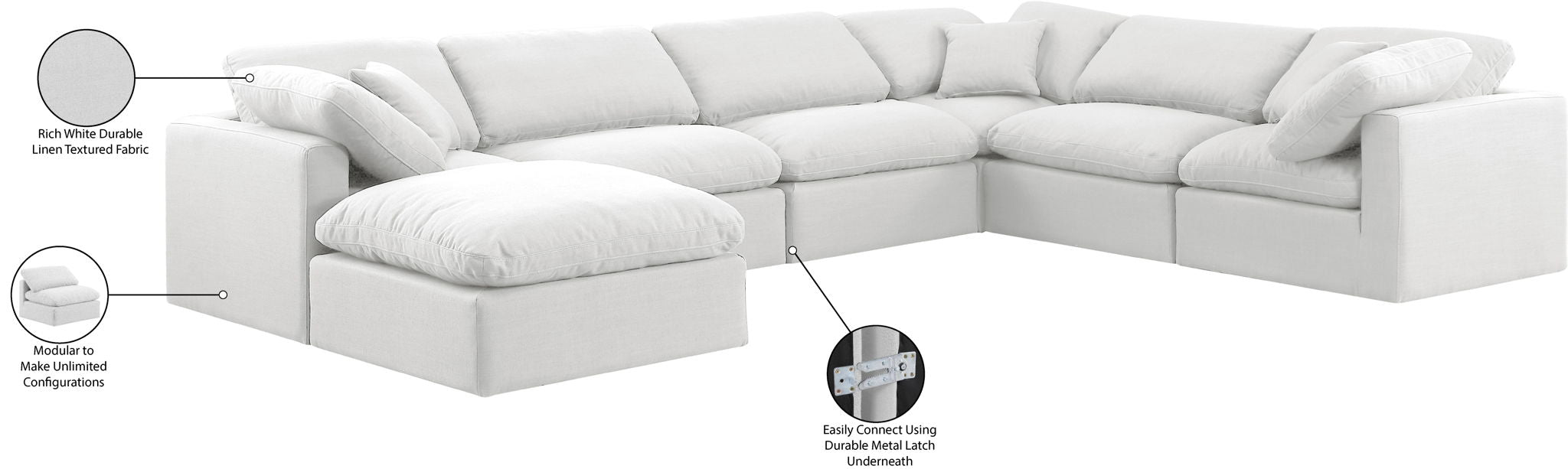 Indulge - Linen 7 Piece Modular Sectional - White